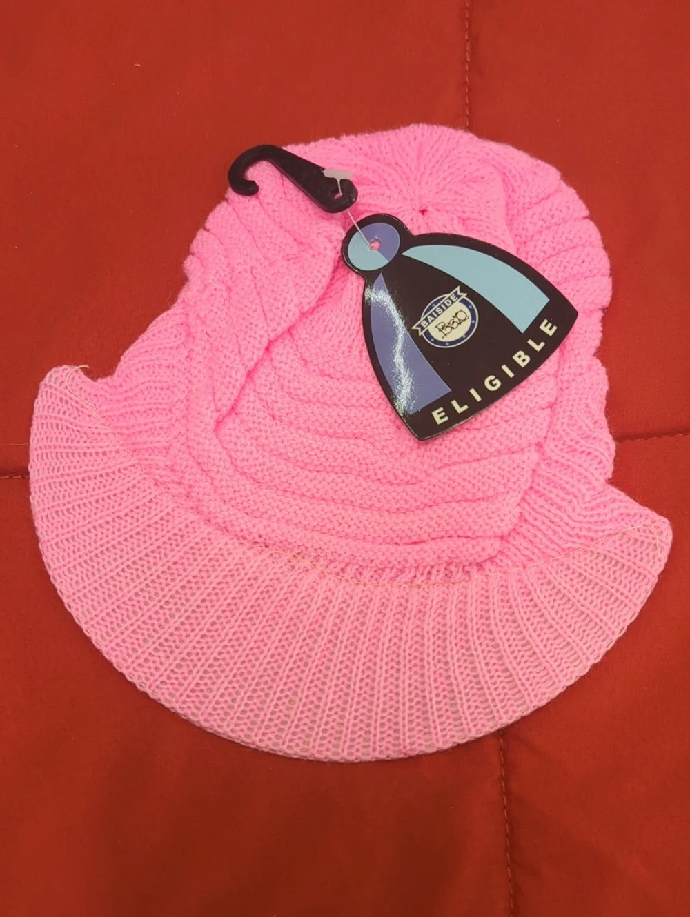 Kids Pink Knit Bucket Hat